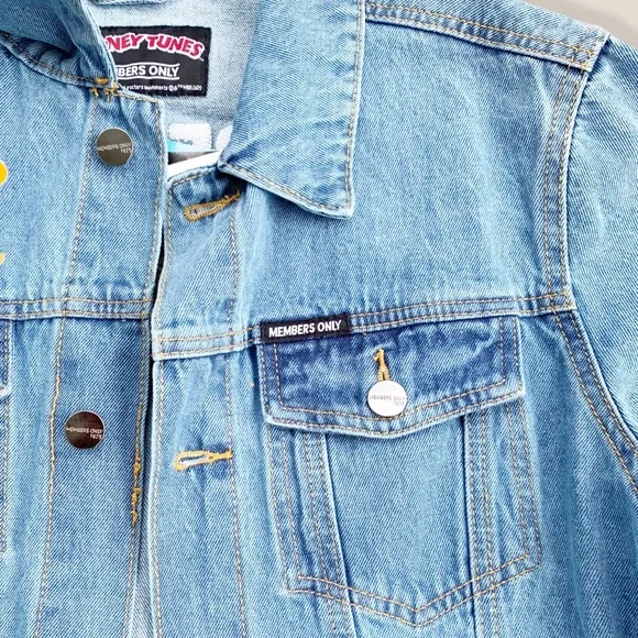 Members Only New Space Jam Looney Tunes Denim Jacket Graphic Print Nostalgic M - Picture 7 of 16
